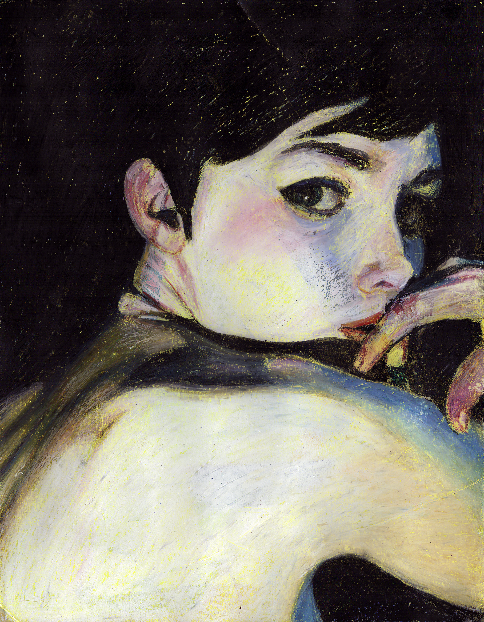 Mare Tranquilitatis · oil pastels on paper · painting by Alex Céspedes Cívico