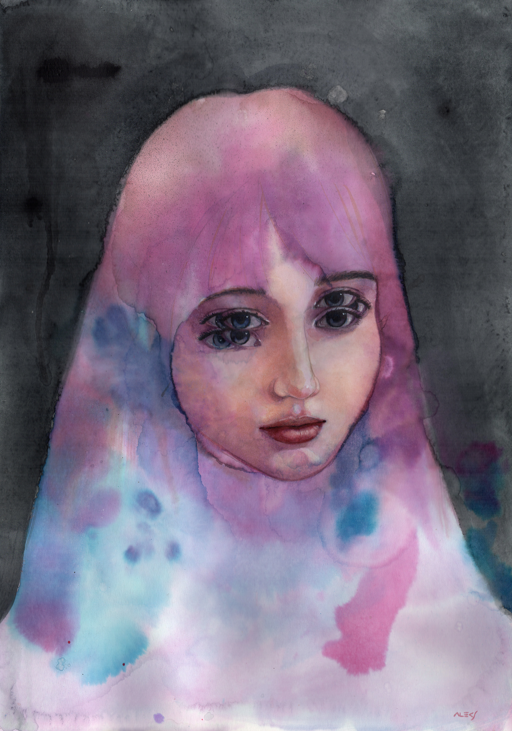 Stargazer · watercolor on paper · painting by Alex Céspedes Cívico